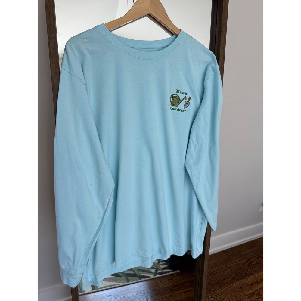 Lands' End Master Gardener Long Sleeve T-Shirt  Size XXL Cotton Blue EUC